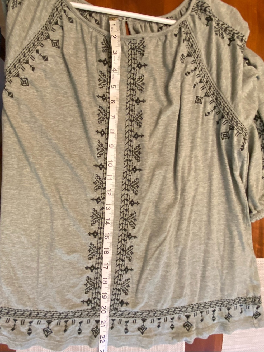 J. Jill Light Green Top with dark Green Embroidery